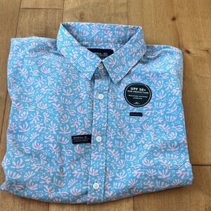 O'Neill Men’s Light Blue & Light Pink Printed Short-Sleeve Button-Up Shirt